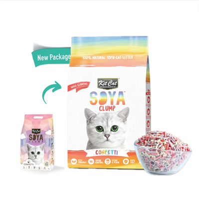 Kit Cat Soya Clump ทรายแมวเต้าหู้ กลิ่น คอนเฟตติ ธรรมชาติ 100% เก็บกลิ่นไว ไร้ฝุ่น ทิ้งชักโครกได้ (7L.)
