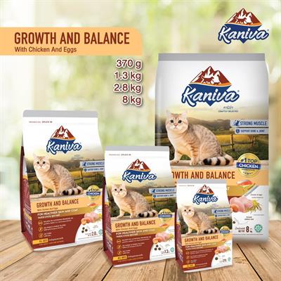 Kaniva Growth & Balance อาหารแมว สูตรเนื้อไก่ และไข่ เสริมสร้างการเจริญเติบโตและกล้ามเนื้อให้แข็งแรง สำหรับแมวอายุ 2 เดือนขึ้นไป