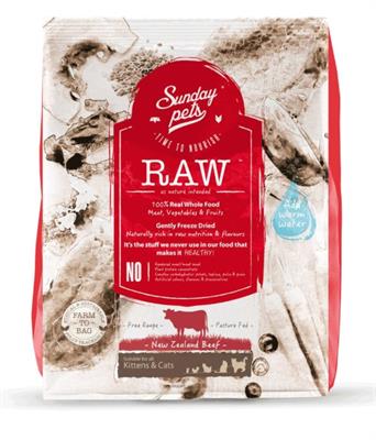 Sunday Pets Raw (Freeze Dried) Beef for all Kittens & Cats (454 g.)