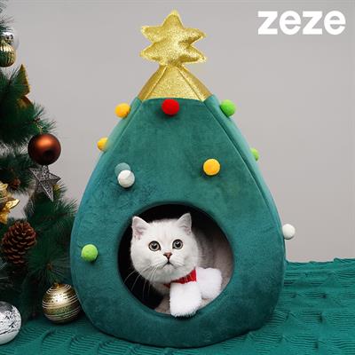 zeze Xmas Tree House ที่นอนแมว บ้านแมว ทรงต้นคริสต์มาส น่ารัก เข้ากับเทศกาล วัสดุเป็นผ้านุ่ม ทนทานต่อการข่วน