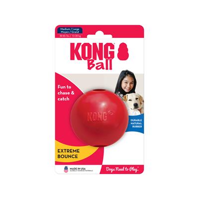 KONG Ball Classic ของเล่นสุนัข ลูกบอลยางสีแดง เด้งดึ๋ง เหนียว กัดเพลิน ทนทาน มีรูเสียบขนมได้ สำหรับสุนัขทุกวัย