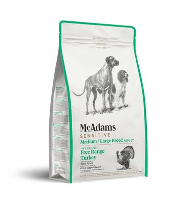 McAdams Sensitive Medium/Large Breed Free Range Turkey Dog food  with allergies and intolerances (2kg)