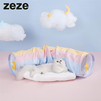 zeze Rainbow Tunnel Bed - Tunnel Toys and Removable Cat Bed, comfort zone for you cat