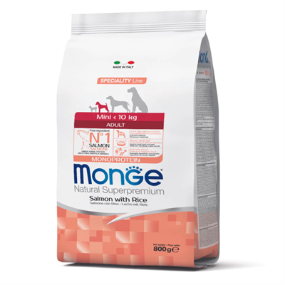 (Exp: 02/11/2024) : Monge Natural Superpremium Mini Adult Salmon and Rice อาหารสุนัขโตพันธุ์เล็ก ปลาแซลมอนและข้าว 800g