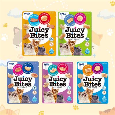 Inaba Juicy Bites อินาบะ จุ้ยซี่ ไบท์ ขนมแมวเนื้อนุ่ม ปราศจากธัญพืช สีสังเคราะห์ และวัตถุกันเสีย (11.3g)